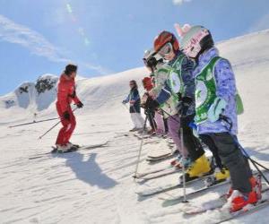 yapboz Çocukların Kayak dersi için Grup